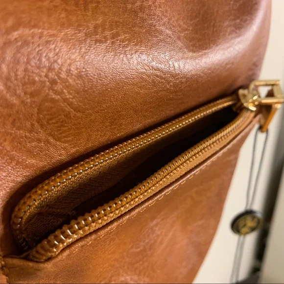 NWT Cognac Faux Leather Backpack - Picture 6 of 13